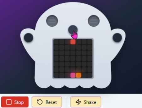 Pixiboo emulator showing an LED pattern on screen